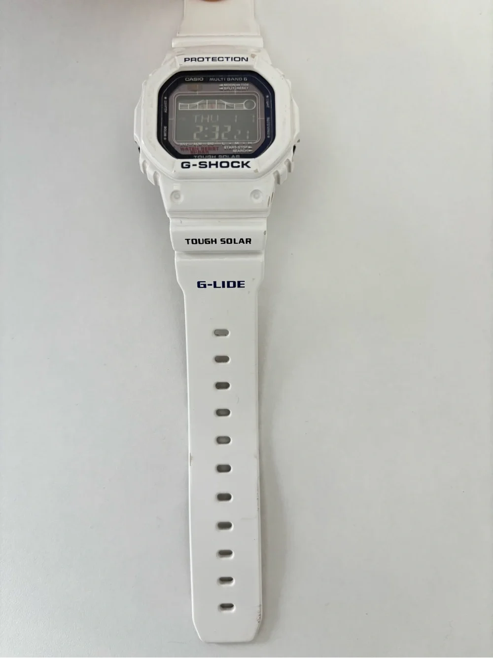 G-Shock White Digital Tough Solar Watch with Black Display Border